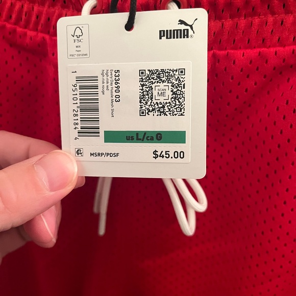 Puma x TMC Everyday Hussle Mesh Shorts Red w/ White Drawstring - Picture 4 of 12